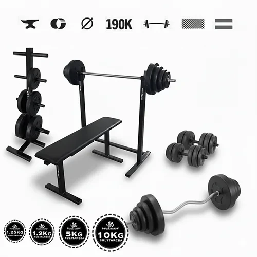 GazoFitness® Home-Gym – Ständer + Hantelbank + Hanteln (gesamt 108 kg)