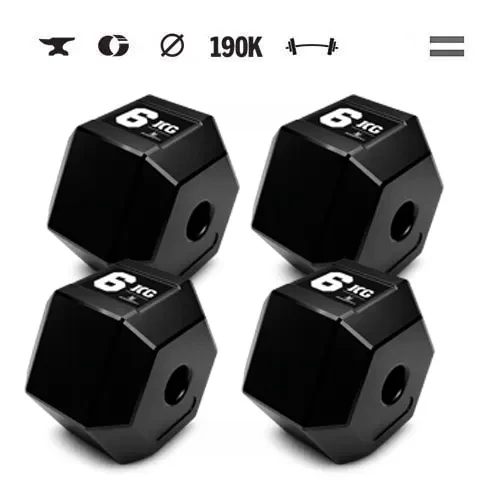 GazoFitness® Hexagon-Hantelscheiben 4 × 6 kg (gesamt 24 kg)