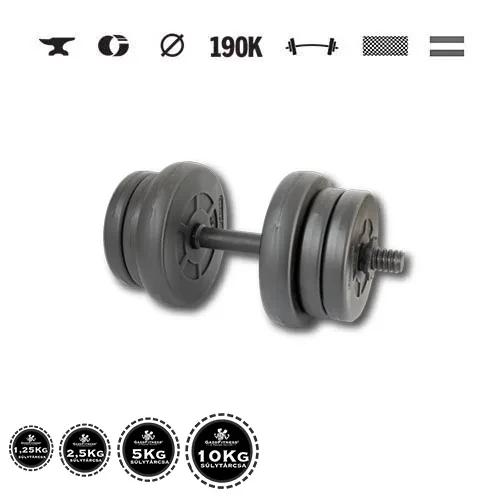 GazoFitness® Kurzhantel 11,5 kg (1 Stk.) mit Gewindestange – Scheiben 2 × 2,5 kg + 4 × 1,25 kg