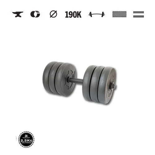 GazoFitness® Kurzhantel 16,5 kg (1 Stk.) mit Gewindestange – Scheiben 6 × 2,5 kg