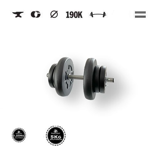 GazoFitness® Kurzhantel 16 kg (1 Stk.) – Scheiben 2 × 5 kg + 4 × 1,25 kg