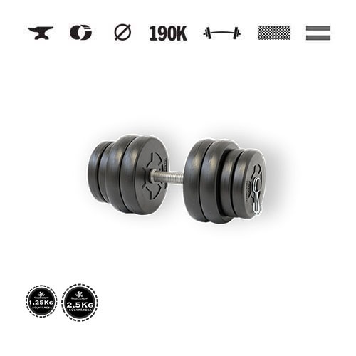 GazoFitness® Kurzhantel 16 kg (1 Stk.) – Scheiben 4 × 2,5 kg + 4 × 1,25 kg
