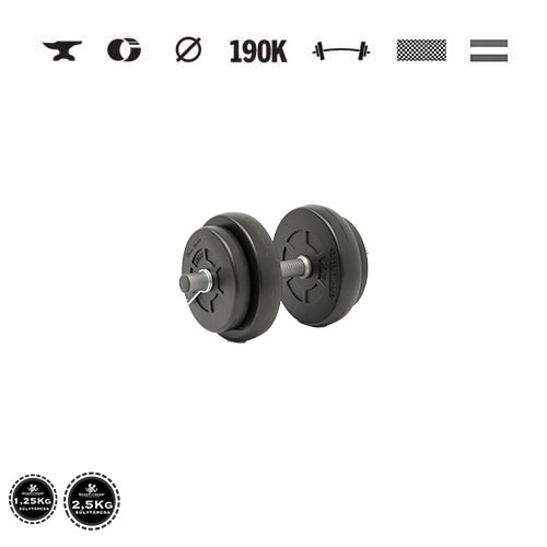 GazoFitness® Kurzhantel 8 kg (1 Stk.) – Scheiben 2 × 2,5 kg + 2 × 1,25 kg