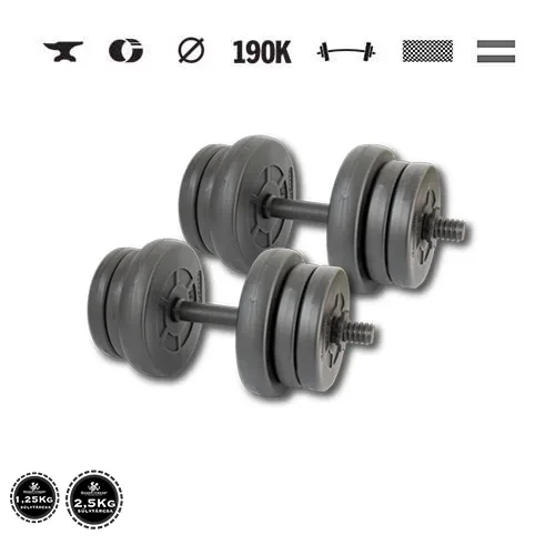 GazoFitness® Kurzhanteln 2 × 11,5 kg (gesamt 23 kg) mit Gewindestangen – Scheiben 4 × 2,5 kg + 8 × 1,25 kg