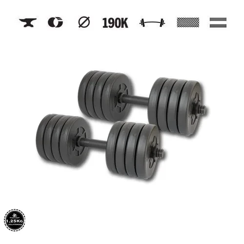GazoFitness® Kurzhanteln 2 × 11,5 kg (gesamt 23 kg) mit Gewindestangen – Scheiben 8 × 1,25 kg