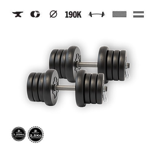 GazoFitness® Kurzhanteln 2 × 13,5 kg (gesamt 27 kg) – Scheiben 4 × 2,5 kg + 12 × 1,25 kg