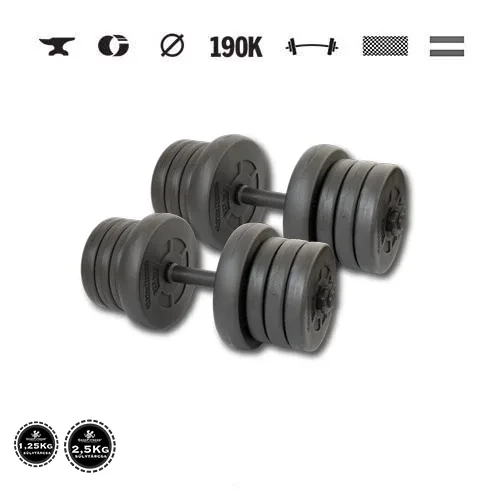 GazoFitness® Kurzhanteln 2 × 15 kg (gesamt 30 kg) mit Gewindestangen