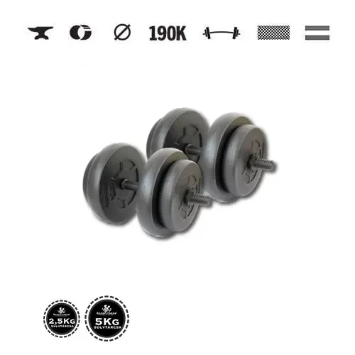 GazoFitness® Kurzhanteln 2 × 16,5 kg (gesamt 33 kg) mit Gewindestangen