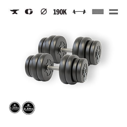 GazoFitness® Kurzhanteln 2 × 16 kg mit Scheiben 2,5 kg und 1,25 kg