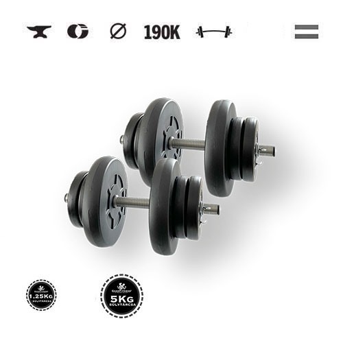 GazoFitness® Kurzhanteln 2 × 16 kg mit Scheiben 5 kg und 1,25 kg