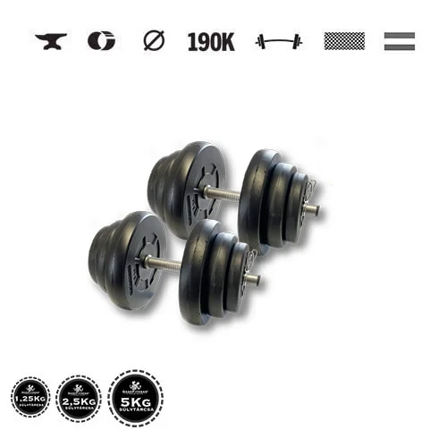 GazoFitness® Kurzhanteln 2 × 18 kg (gesamt 36 kg) – Scheiben 4 × 5 kg + 4 × 2,5 kg + 4 × 1,25 kg