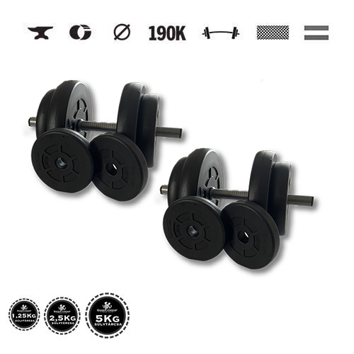 GazoFitness® Kurzhanteln 2 × 18 kg (gesamt 36 kg) – Scheiben 4 × 5 kg + 4 × 2,5 kg + 4 × 1,25 kg – Bild 2