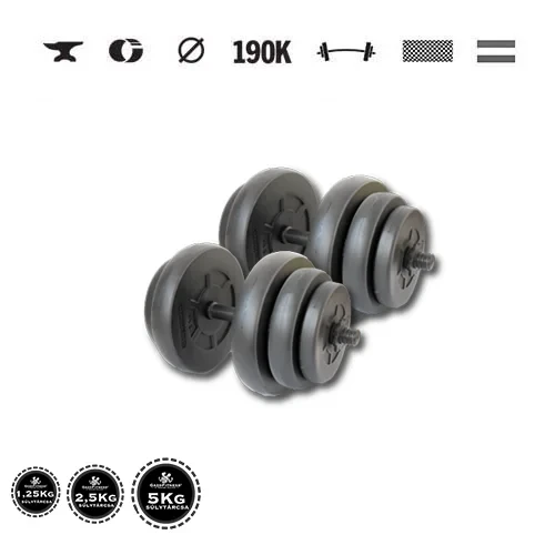 GazoFitness® Kurzhanteln 2 × 19 kg (gesamt 38 kg) mit Gewindestangen