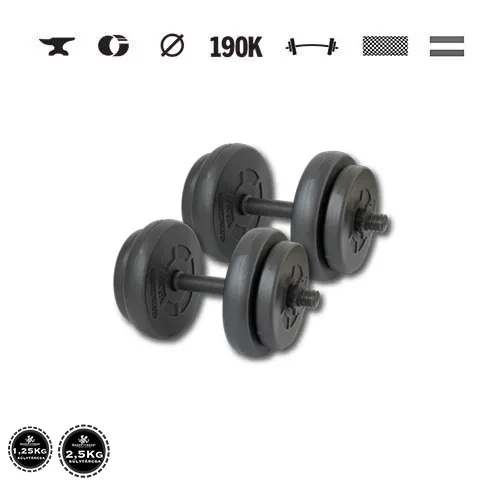GazoFitness® Kurzhanteln 2 × 8,5 kg (gesamt 17 kg) mit Gewindestangen – Scheiben 4 × 2,5 kg + 4 × 1,25 kg