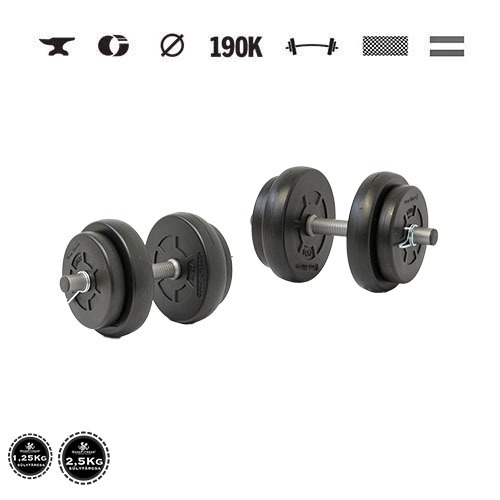 GazoFitness® Kurzhanteln 2 × 8 kg (gesamt 16 kg) – Scheiben 4 × 2,5 kg + 4 × 1,25 kg