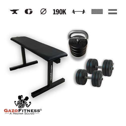 GazoFitness® Hantelbank + Kurzhanteln 2 × 10,5 kg + verstellbare Kettlebell 11,5 kg