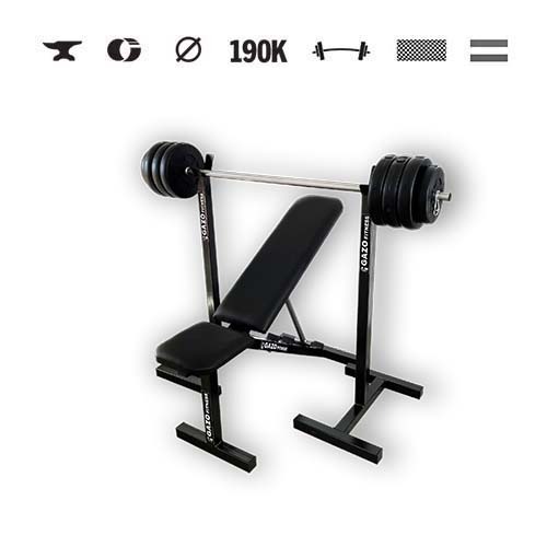 GazoFitness® Mobiler Hantelständer + klappbare Hantelbank + Langhantel (gesamt 37 kg)