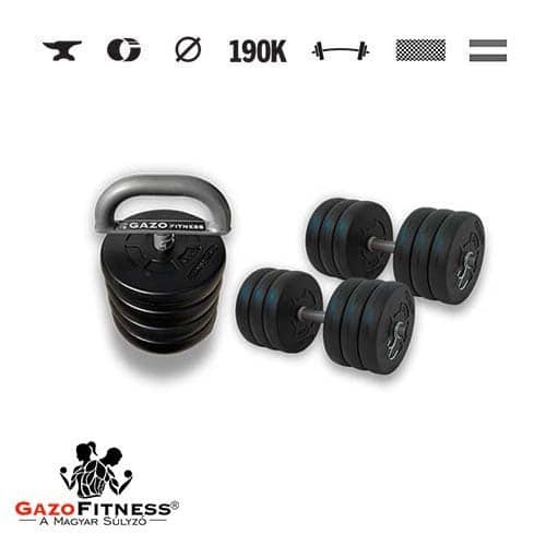 GazoFitness® Verstellbare Kettlebell 11,5 kg + Kurzhanteln 2 × 16 kg (gesamt 32 kg)