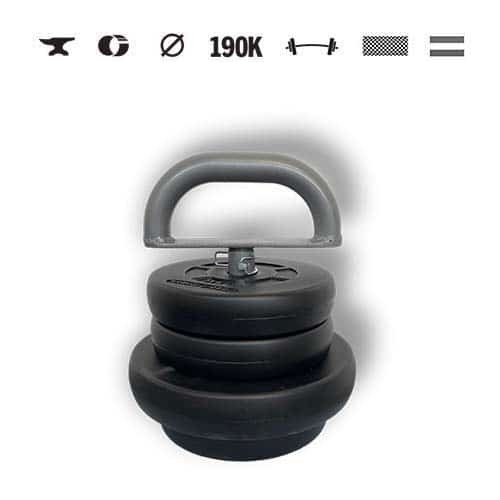 GazoFitness® Verstellbare Kettlebell 14 kg – Scheiben 1 × 5 kg + 3 × 2,5 kg