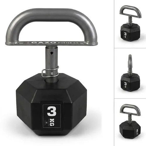 GazoFitness® Verstellbare Kettlebell 3 kg mit Hexagon-Scheiben