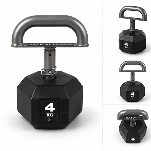 GazoFitness® Verstellbare Kettlebell 4 kg mit Hexagon-Scheiben
