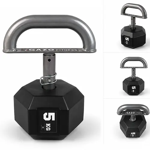 GazoFitness® Verstellbare Kettlebell 5 kg mit Hexagon-Scheiben