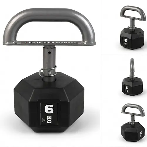 GazoFitness® Verstellbare Kettlebell 6 kg mit Hexagon-Scheiben