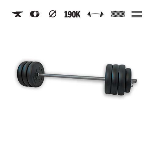 GazoFitness® Langhantel 37 kg – Scheiben 6 × 5 kg + 2 × 2,5 kg