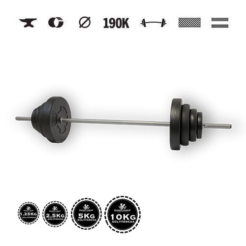 GazoFitness® Langhantel 42 kg mit Stange 150 cm – Scheiben 2 × 10 kg + 2 × 5 kg + 2 × 2,5 kg + 2 × 1,25 kg