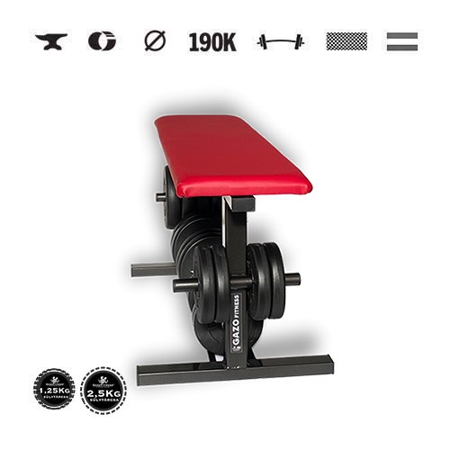 GazoFitness® Feste Hantelbank mit Scheiben- und Kurzhantelhalter (Gewichte gesamt 32 kg) – Bild 3