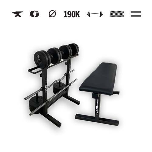GazoFitness® Feste Hantelbank + Ständer + Hardcore-Set 66 kg