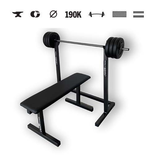GazoFitness® Ständer + Bankdrückbank + Langhantel (gesamt 35 kg)