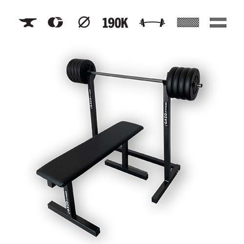 GazoFitness® Ständer + Bankdrückbank + Langhantel (gesamt 45 kg)