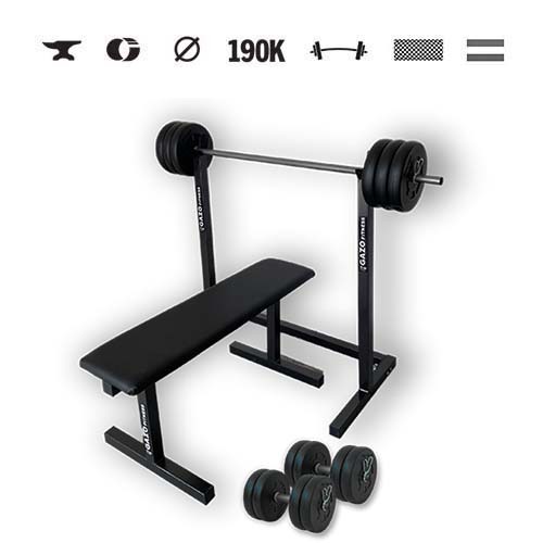 GazoFitness® Ständer + Hantelbank + Hardcore-Set (gesamt 57 kg)