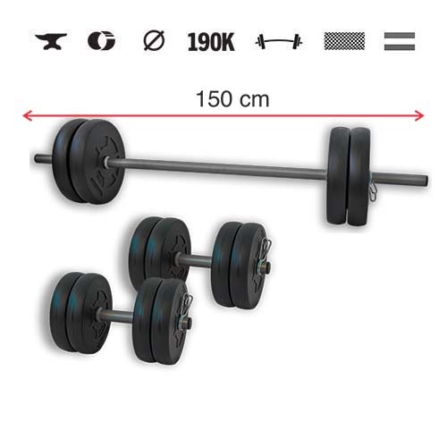 GazoFitness® Hantelset Hardcore 45 kg mit Stange 150 cm