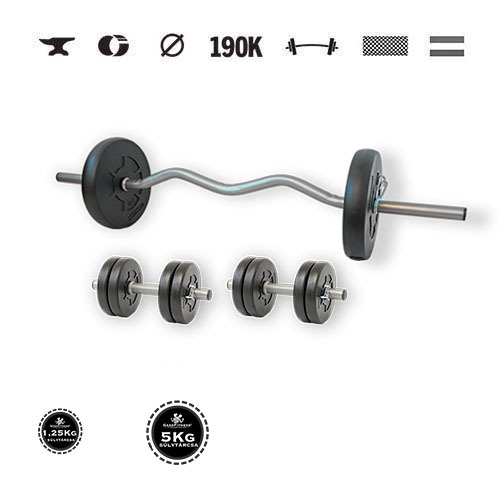 GazoFitness® Hantelset Hardcore mit SZ-Stange 23 kg
