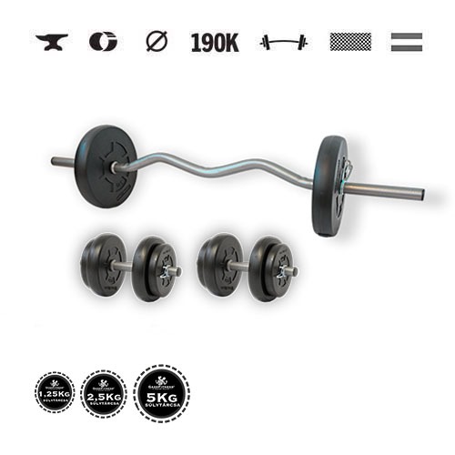GazoFitness® Hantelset Hardcore mit SZ-Stange 28 kg