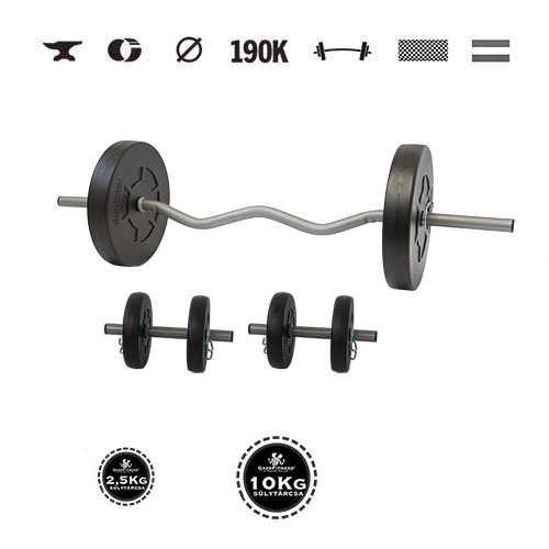 GazoFitness® Hantelset Hardcore mit SZ-Stange 35 kg