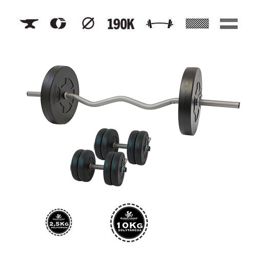 GazoFitness® Hantelset Hardcore mit SZ-Stange 44 kg