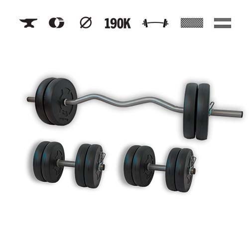 GazoFitness® Hantelset Hardcore mit SZ-Stange 45 kg