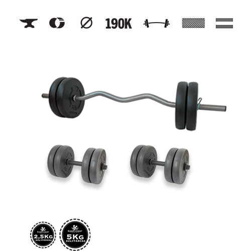 GazoFitness® Hantelset Hardcore 45 kg mit SZ-Stange und Gewindestangen