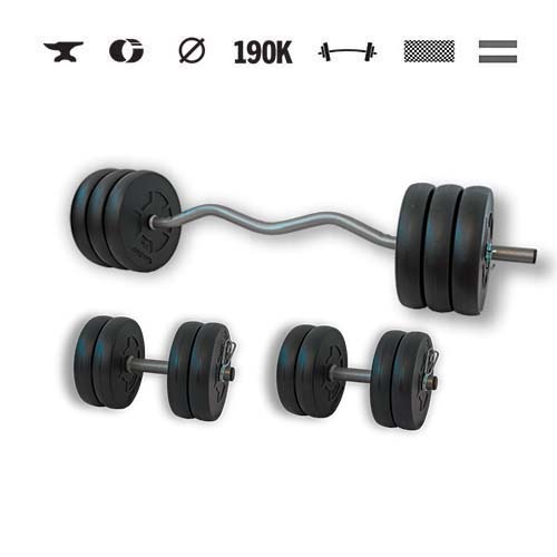 GazoFitness® Hantelset Hardcore mit SZ-Stange 54 kg
