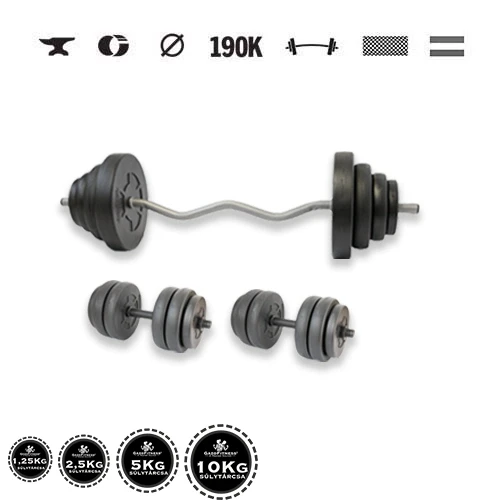 GazoFitness® Hantelset Hardcore 66,5 kg mit SZ-Stange und Gewindestangen