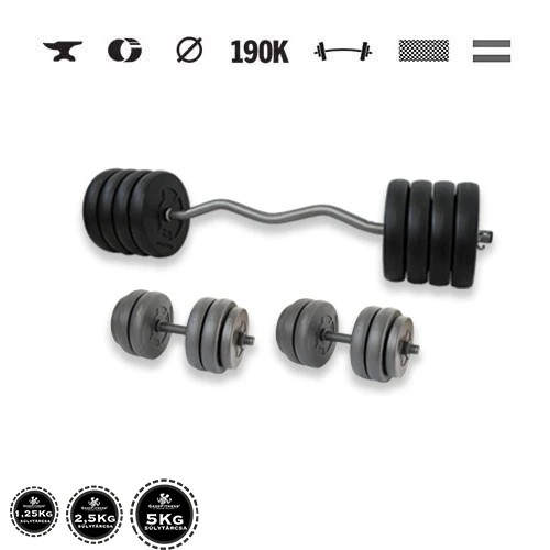 GazoFitness® Hantelset Hardcore 70 kg mit SZ-Stange und Gewindestangen
