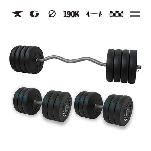 GazoFitness® Hantelset Hardcore mit SZ-Stange 74 kg