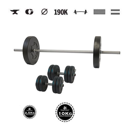GazoFitness® Hantelset Hardcore mit gerader Stange 44 kg