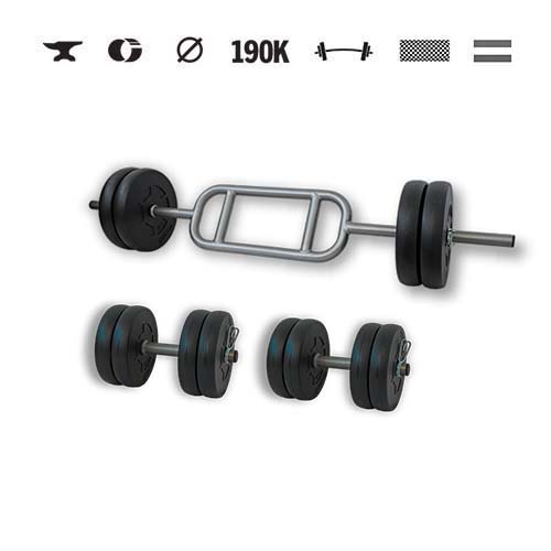 GazoFitness® Hantelset Hardcore mit Trizepsstange 45 kg