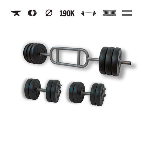 GazoFitness® Hantelset Hardcore mit Trizepsstange 55 kg