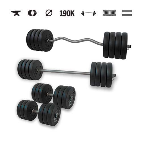 GazoFitness® Hantelset Hardcore Super 119 kg mit gerader Stange 150 cm