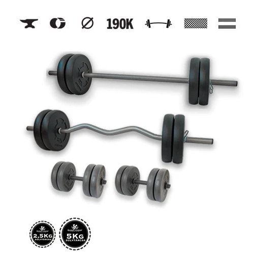 GazoFitness® Hantelset Hardcore Super 66 kg mit Gewindestangen
